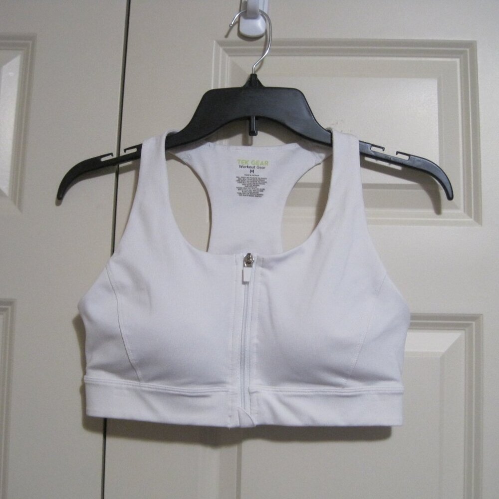 Tek Gear White Zip-Front Sports Bra